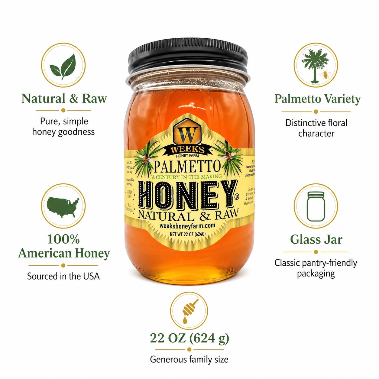Amazon.com : Weeks Saw Palmetto Honey is Pure, Raw, Unfiltered